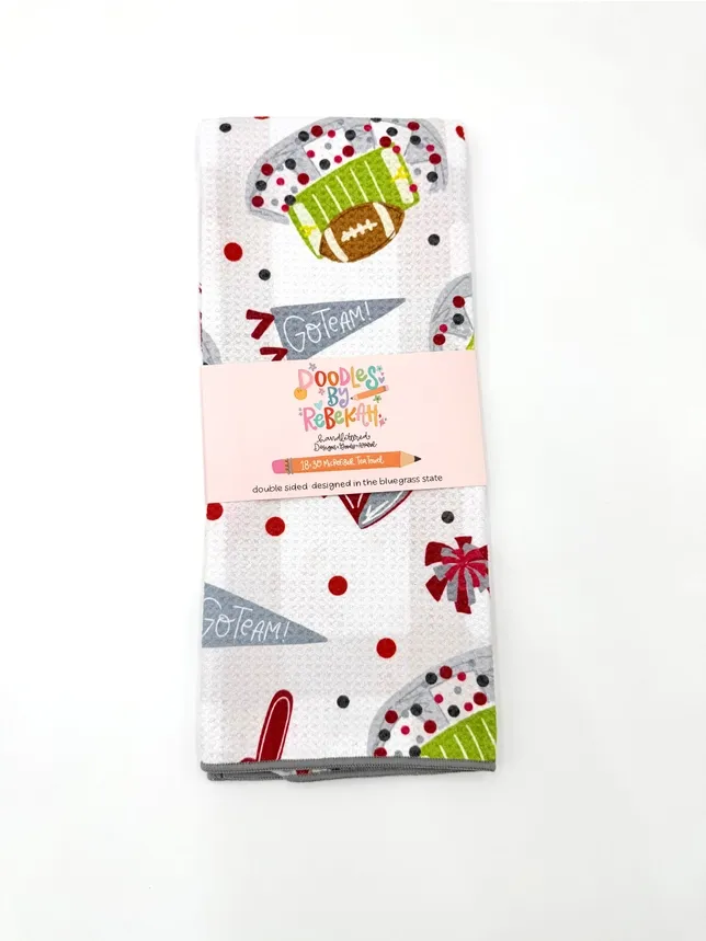 Crimson &amp; Grey Microfiber Tea Towel