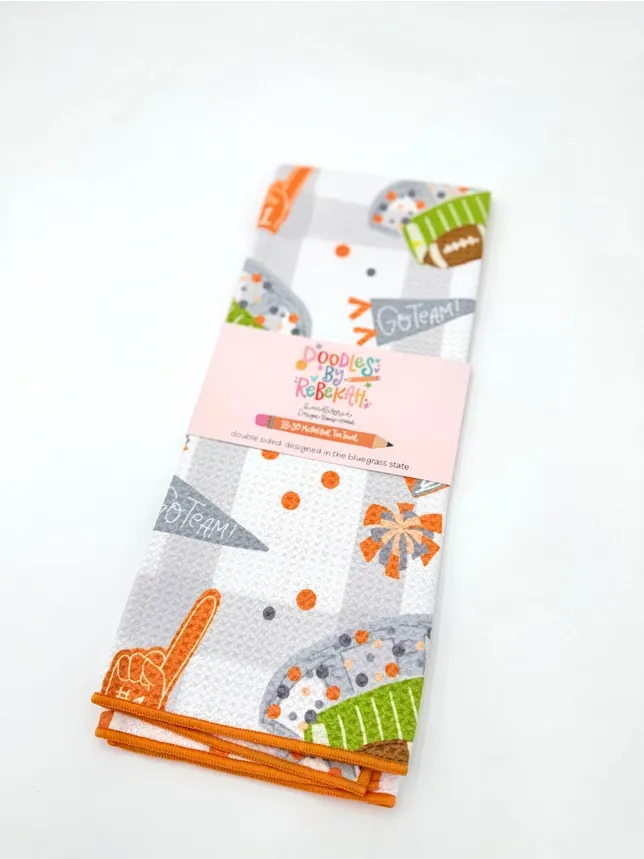Orange &amp; White Microfiber Tea Towel