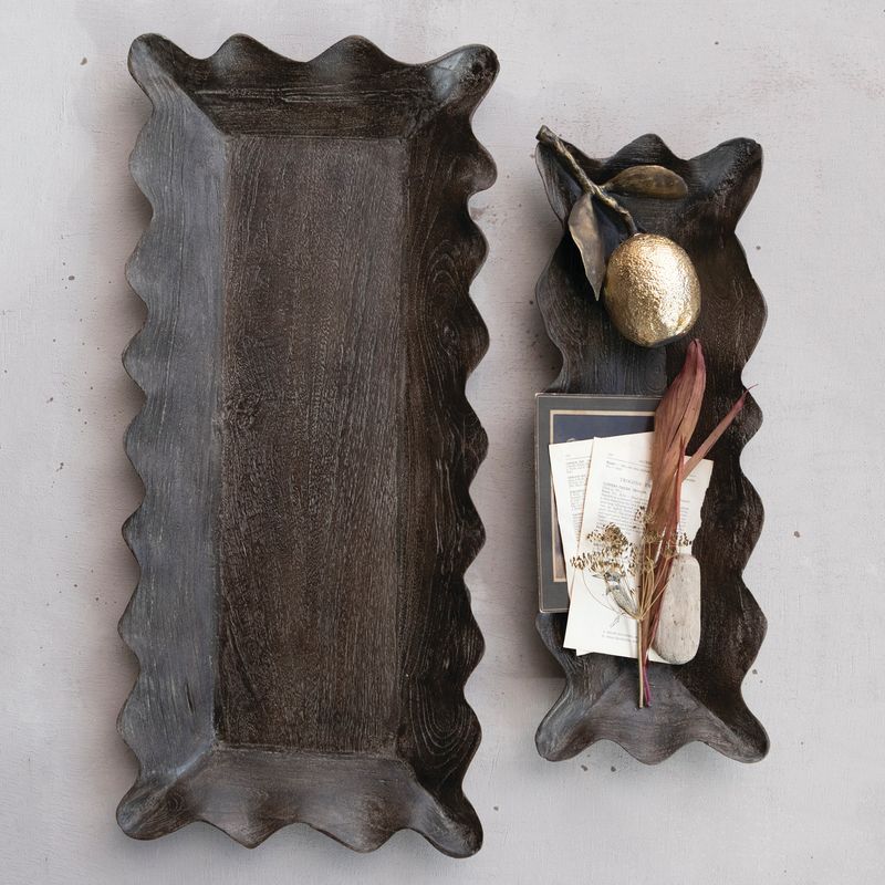 DG2596-Sm Mango Wood Scalloped Tray