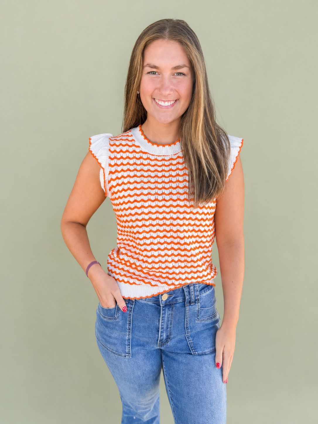 Oakley Sweater-Orange/White