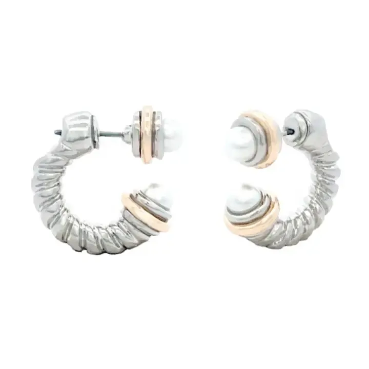 RM Silver Rope Pearl Huggies