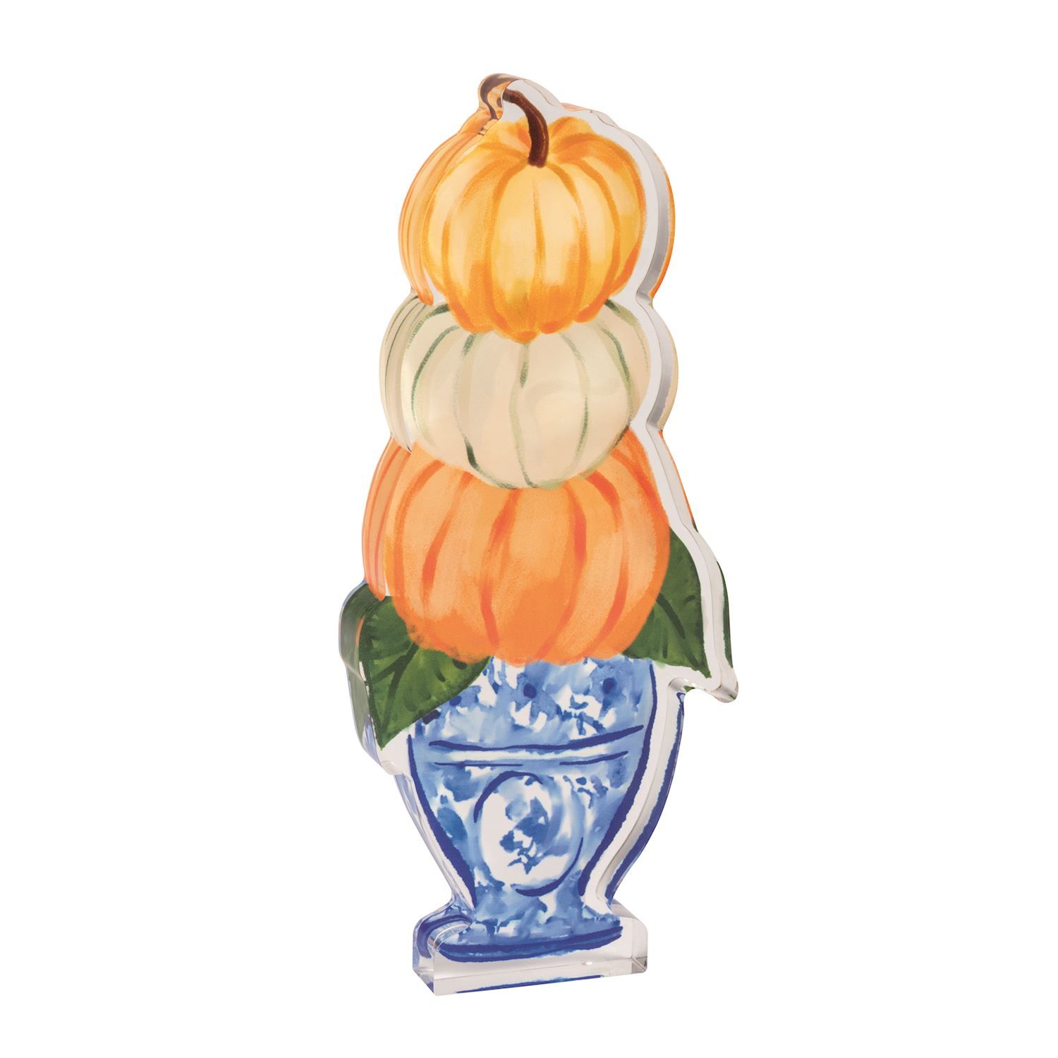Three Pumpkins Topiary Acrylic Sitter
