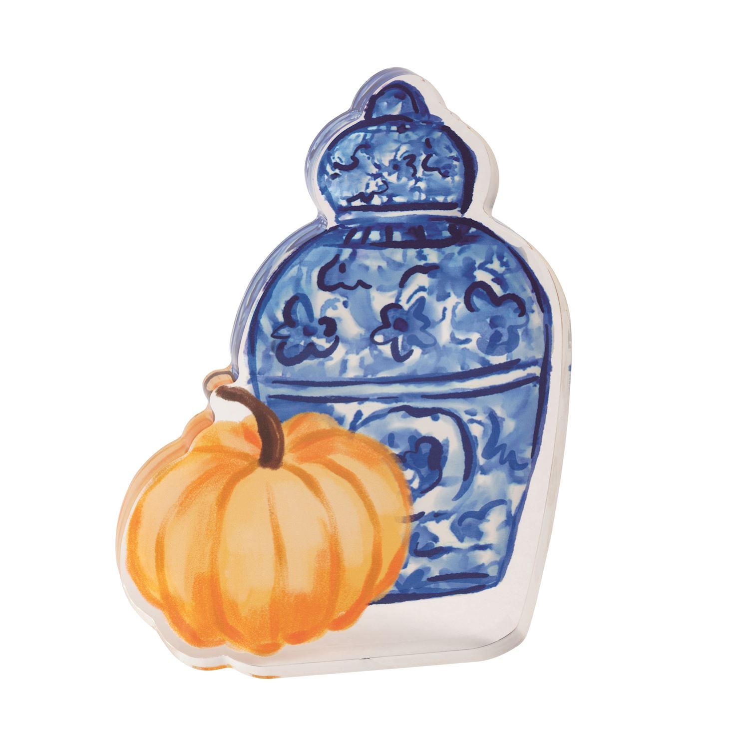 Jar &amp; Pumpkin Topiary Acrylic Sitter