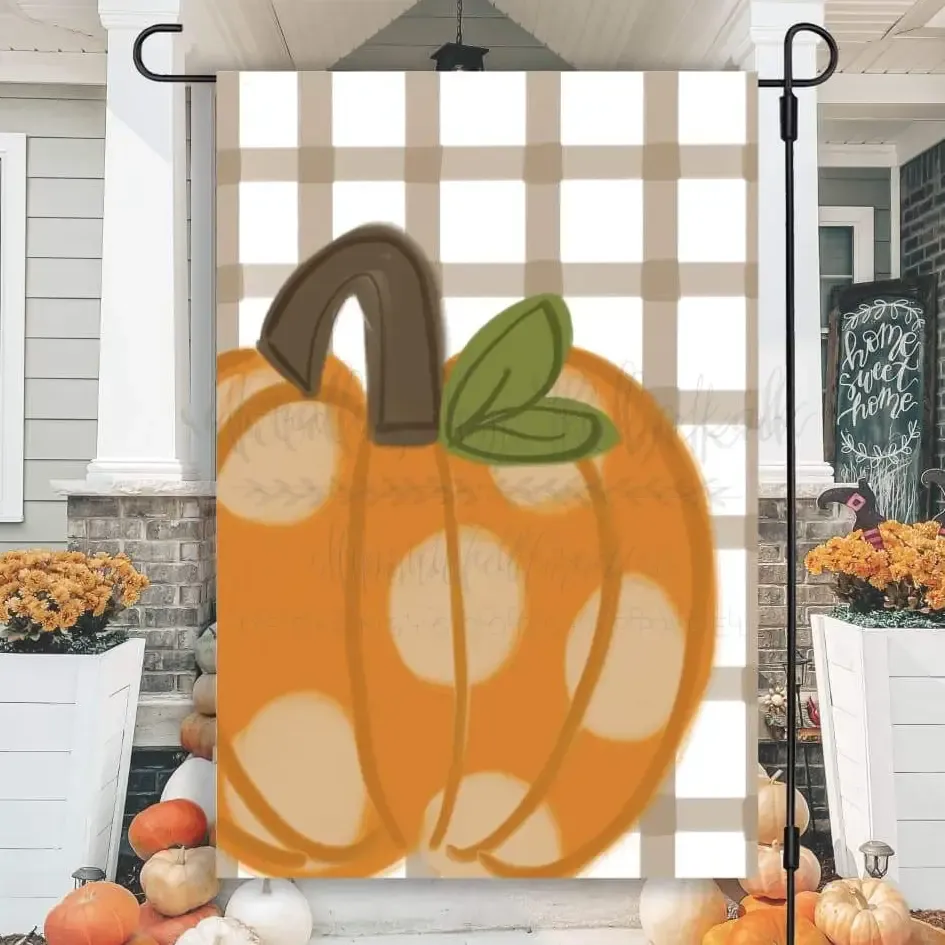 Polka Dot Pumpkin Garden Flag