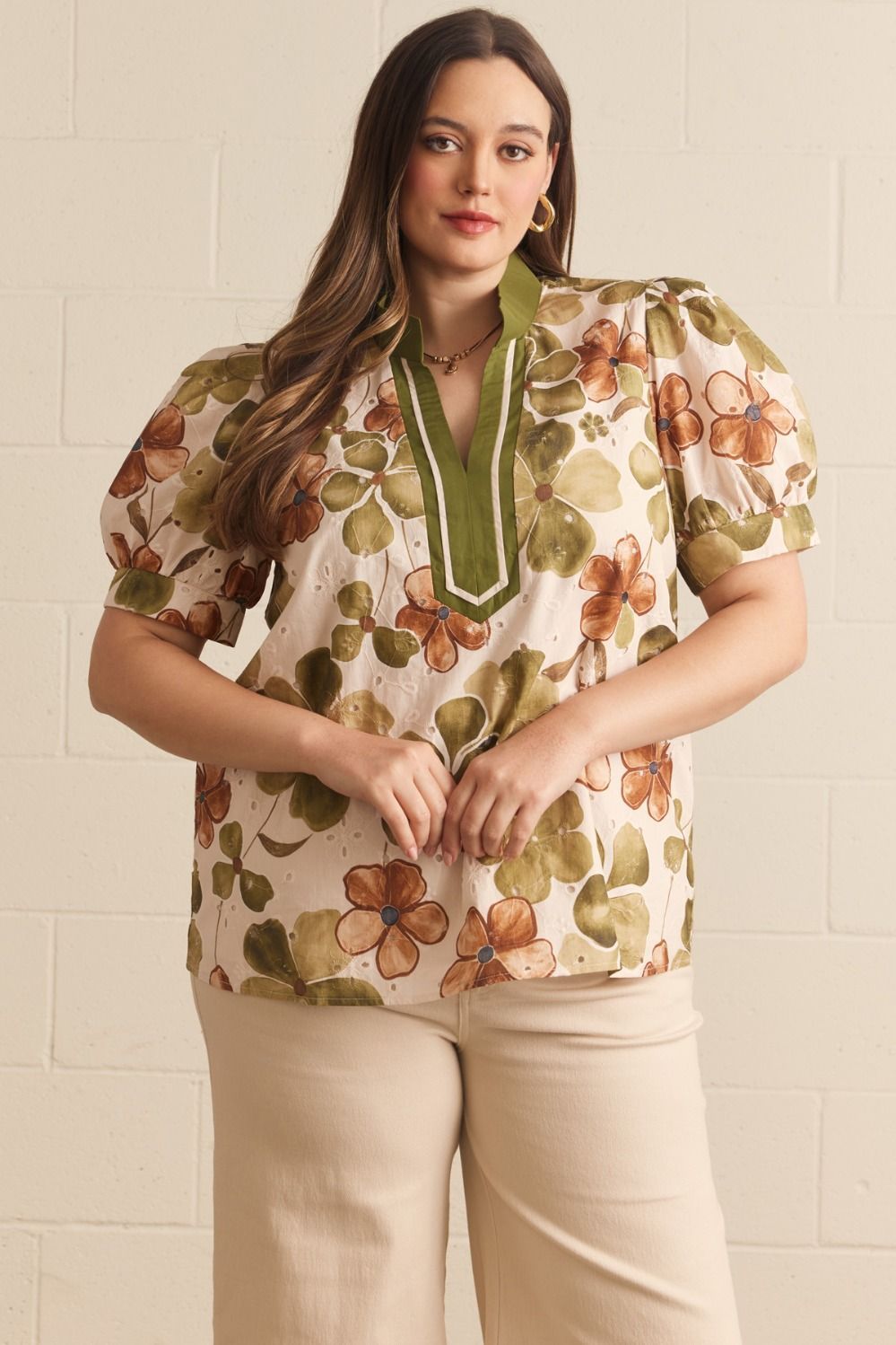 Abbey Olive Combo Top