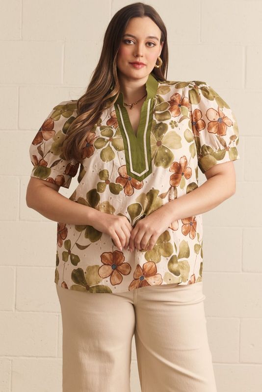 Abbey Olive Combo Top