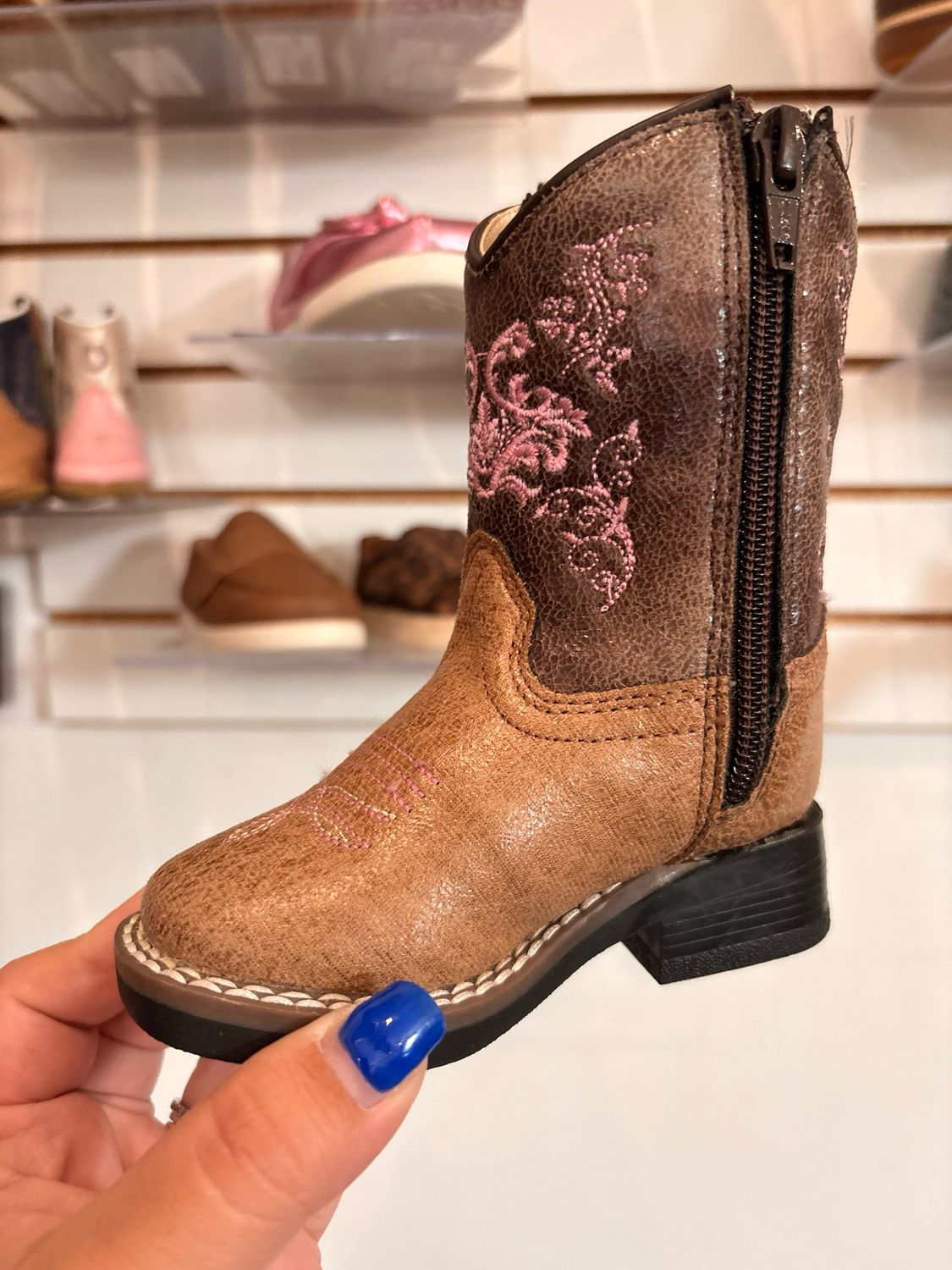 Girls Pink Detail Brown Boots