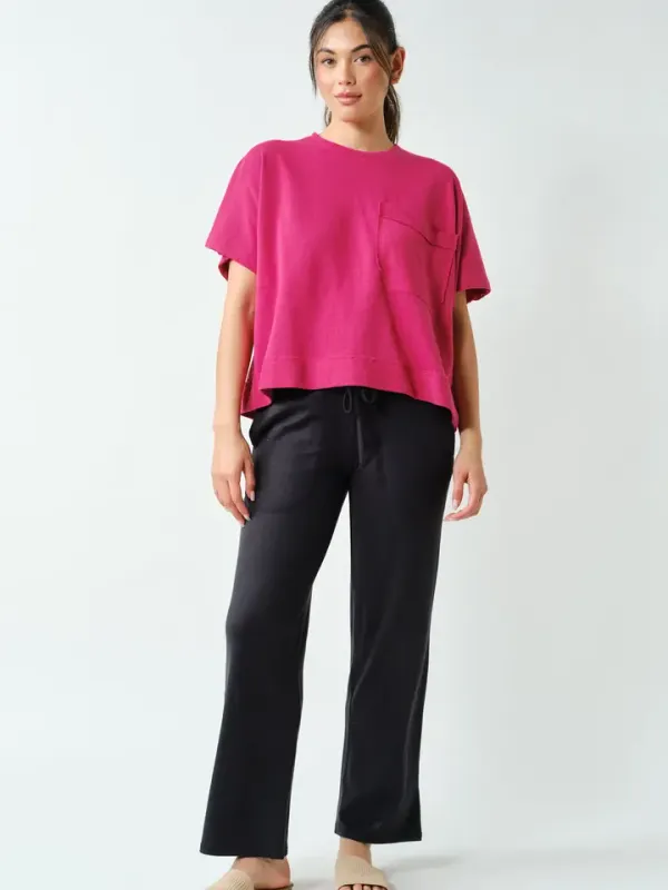 BC Offset Raw Edge Pocket Tee-Pink