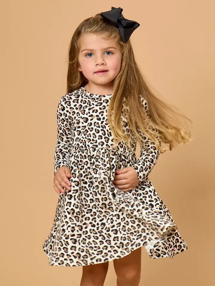 Girls Classic Leopard Twirl Dress