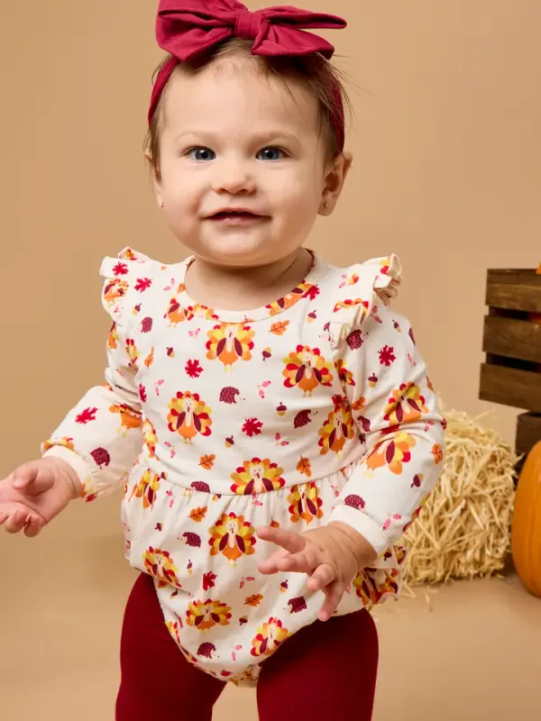 Baby Girls Thanksgiving Turkey Gobble Romper