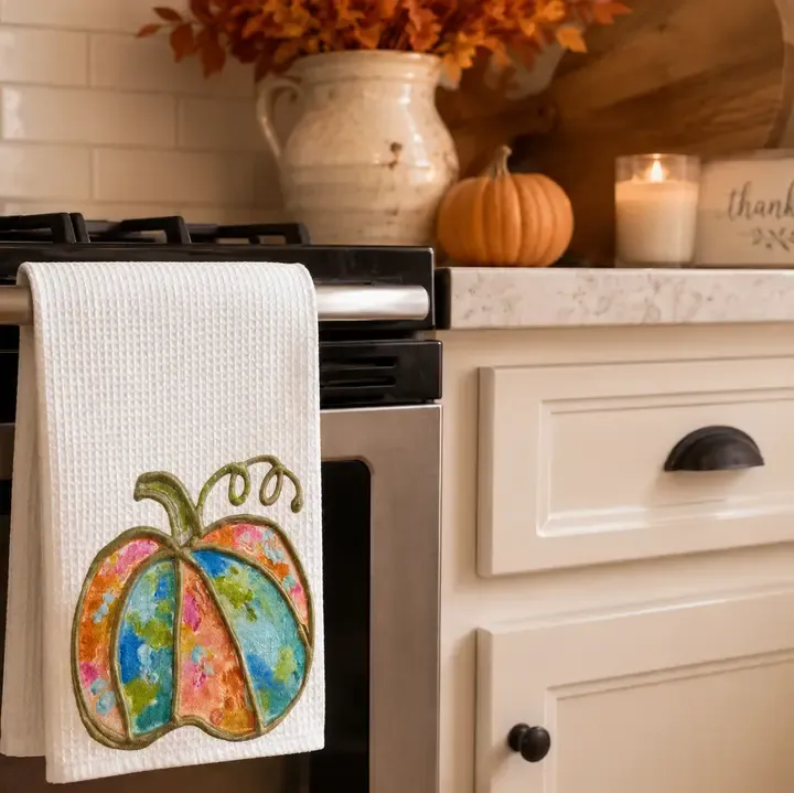 VG Watercolor Pumpkin Tea Towel