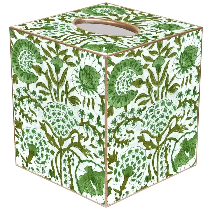 VG Green Floral Tissue Box Cover