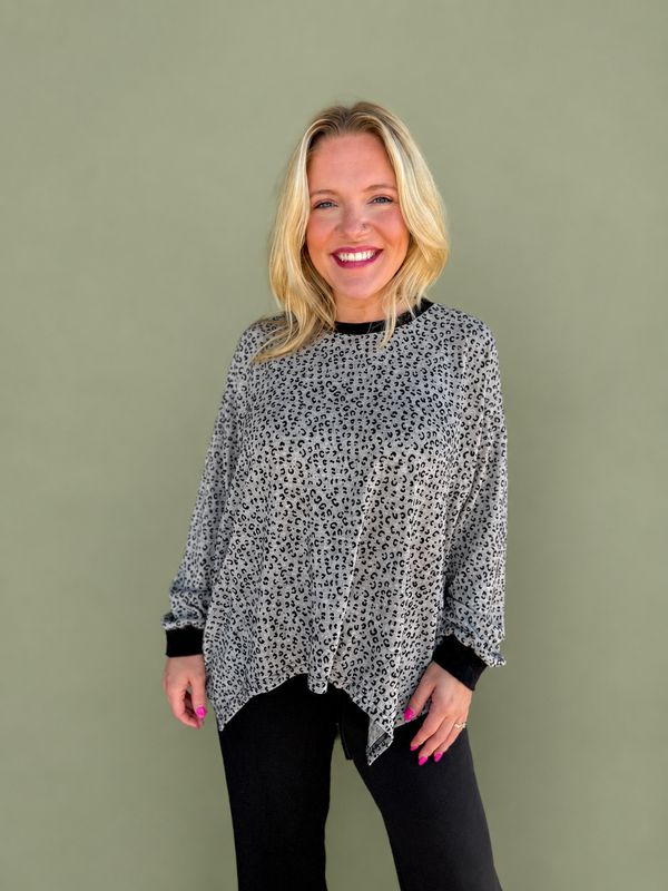 Stone Leopard Velvet Top