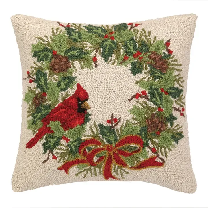 VG Cardinal Wreath Hook Pillow