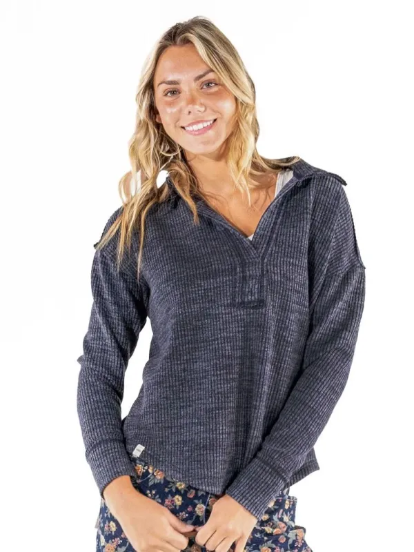 VG Midnight Drift Ribbed V-Neck Pullover