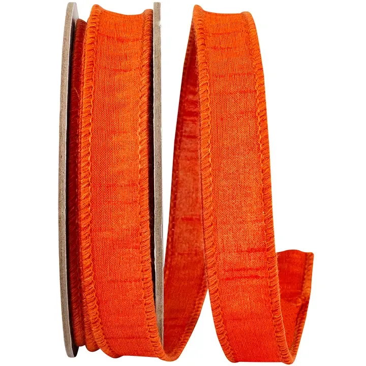 VG Orange Dupioni Supreme 7/8" Wired Edge Ribbon