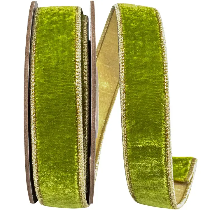 VG Plush Green Grass Velvet 1" Wired Ribbon