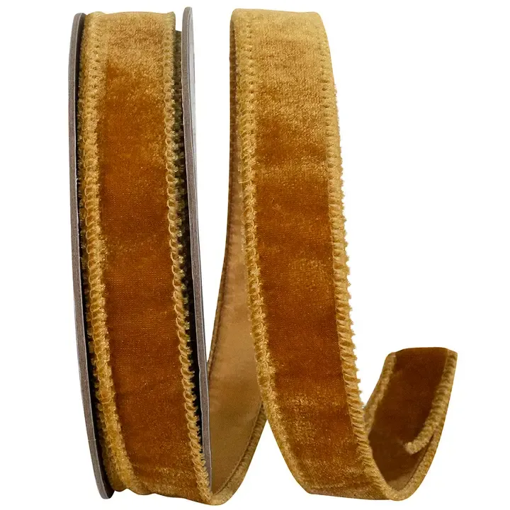 VG Caramel Luxe Plush Velvet 1" Wired Ribbon