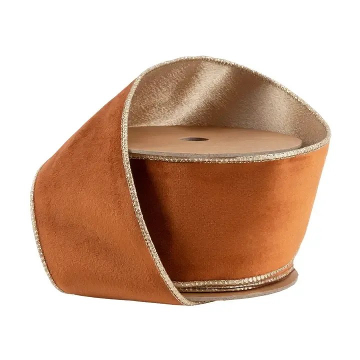 VG Rust/Gold 2 1/2" Reversible Velvet Wired Ribbon