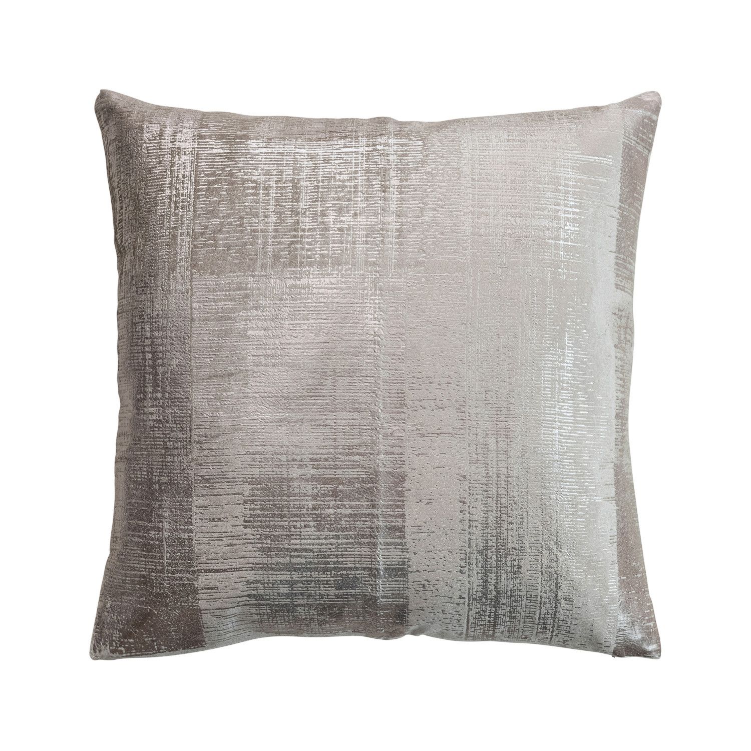 Cotton Velvet Printed Pillow w/ Design &amp; Silver Foil, Natural
