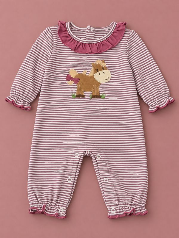 CH Horse Applique Girls Romper