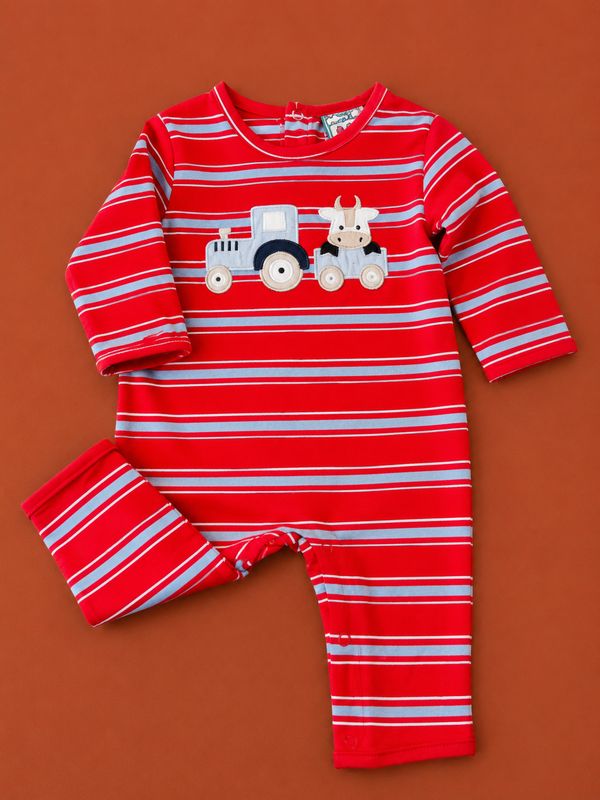 CH Moo Tractor Applique Boys Romper