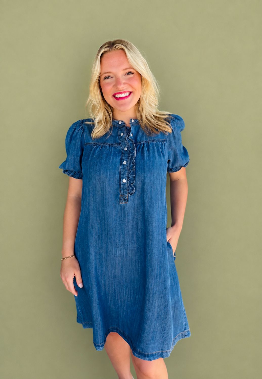 CH Buttoned In Blue Dress