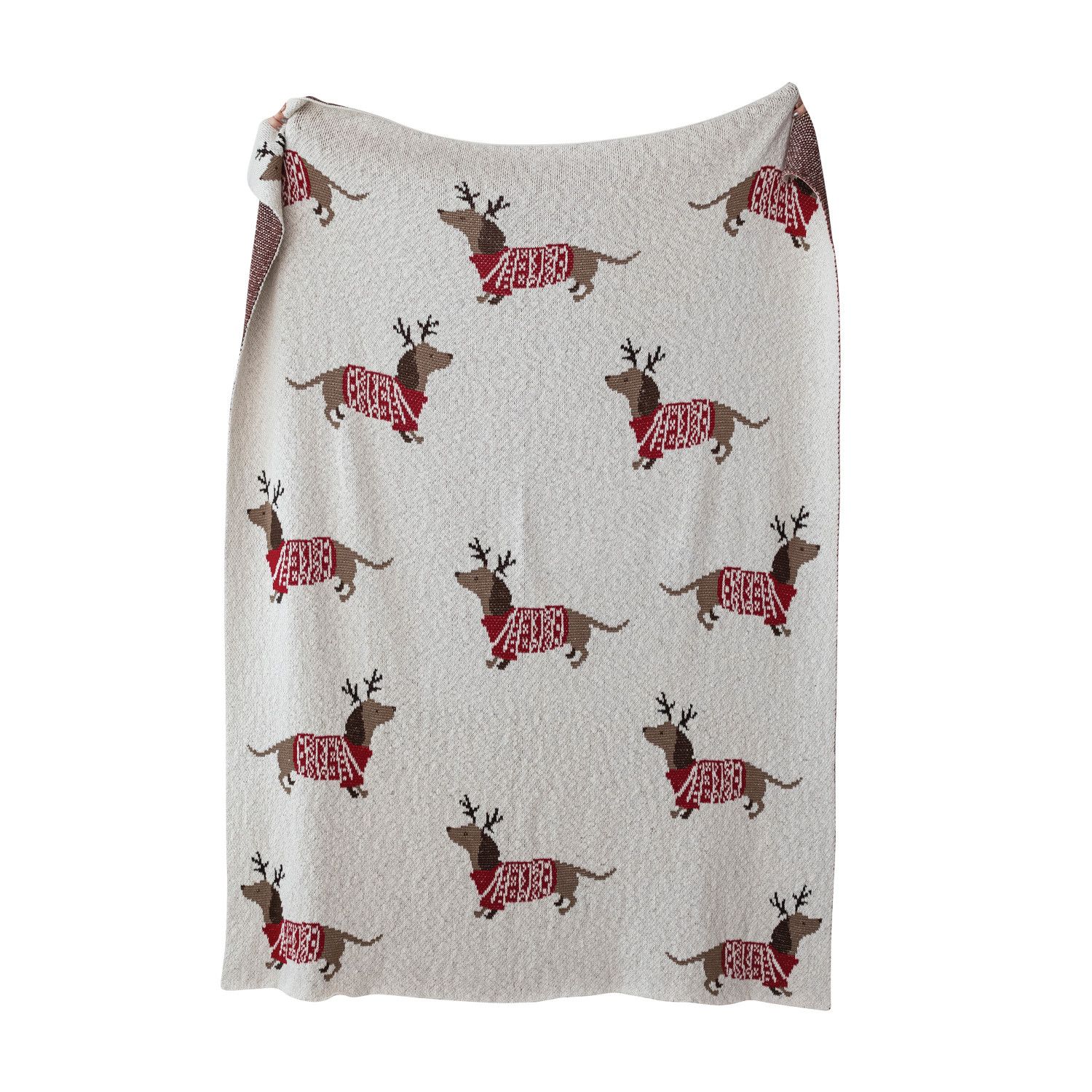 XT1189-Daschunds Antlers/Sweaters Throw