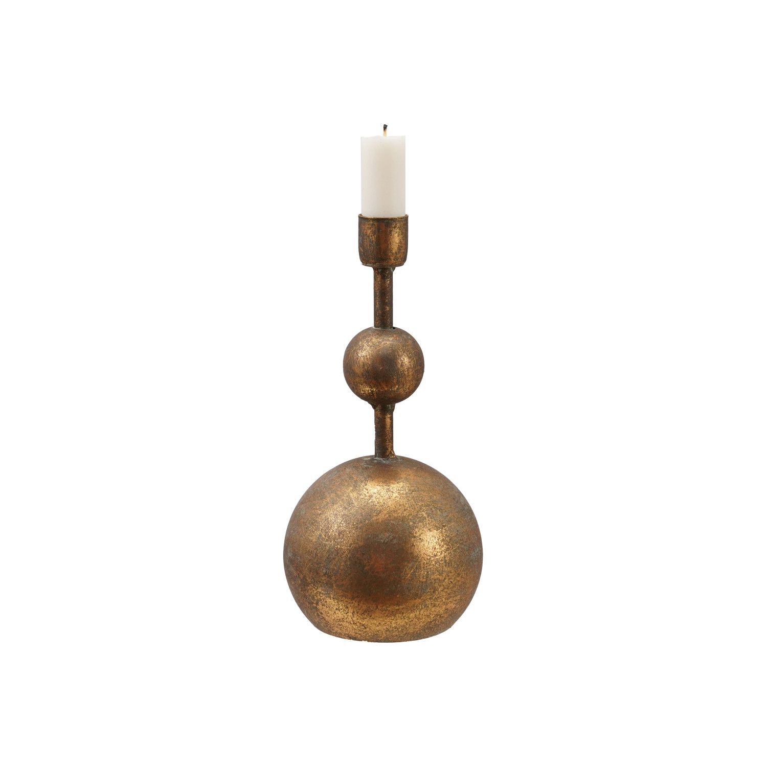 XT0199-Med Antique Gold Metal Taper Holder