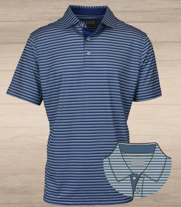 Miller Stripe Polo-Blue &amp; Tan