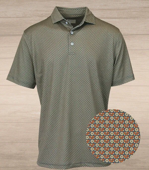 Shell &amp; Brass Geo Perf. Polo-Navy