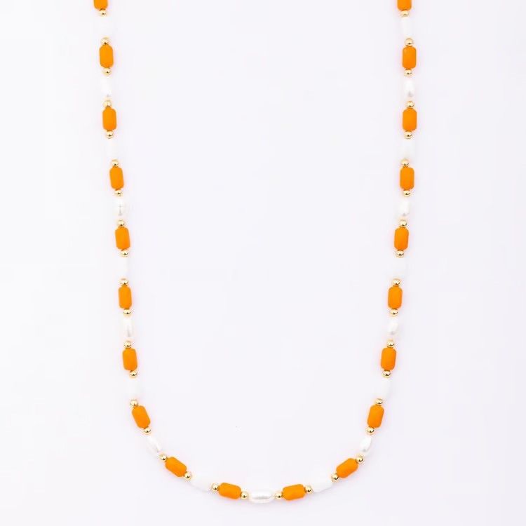 Clover Orange/White Necklace