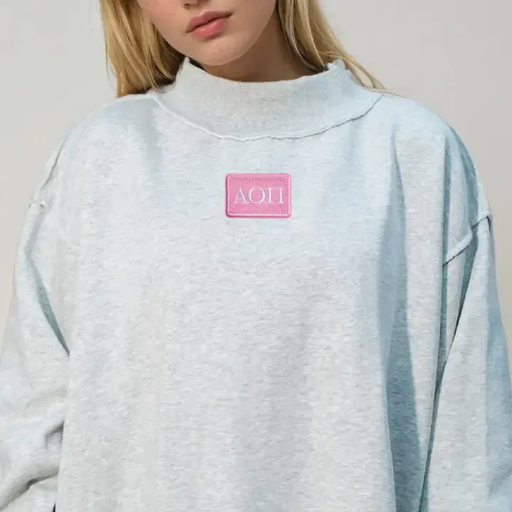 Sorority Letter Patch Mockneck Sweatshirt, Size/Style: S/M-Alpha Omicorn Pi