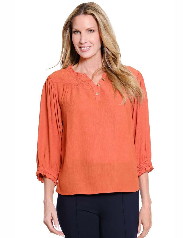 Tobaco Ruffle NK Woven Top