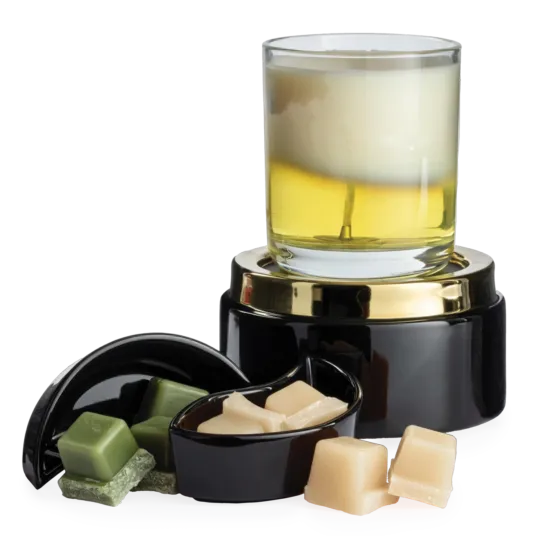 2-in-1 Black &amp; Gold Split Dish Classic Candle Warmer