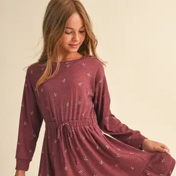 Burgundy Knit LS Dress