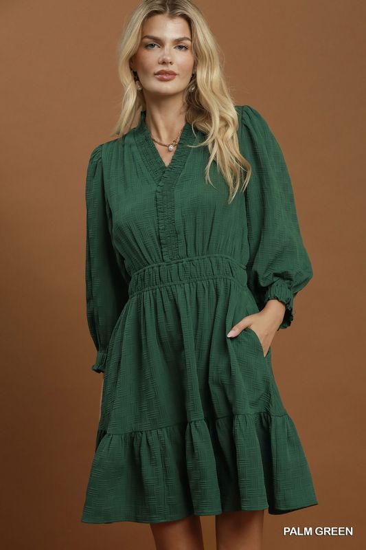 CH Elegance Mini Dress-Palm Green