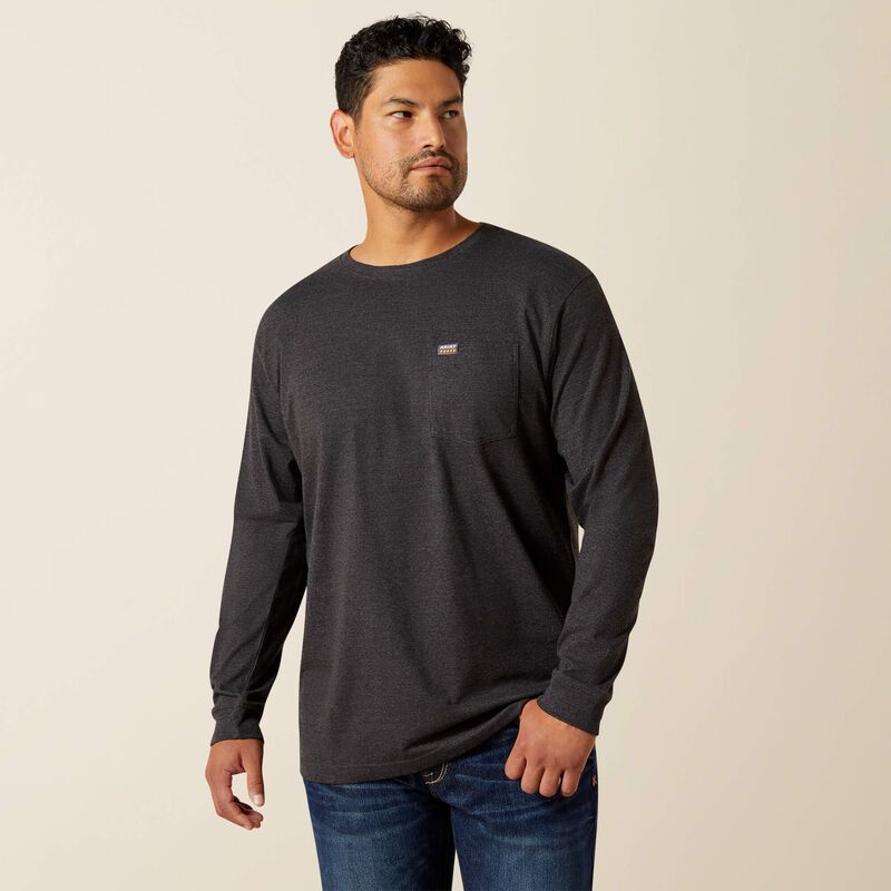 Rebar Cotton Strong Pocket Tee-Charcoal
