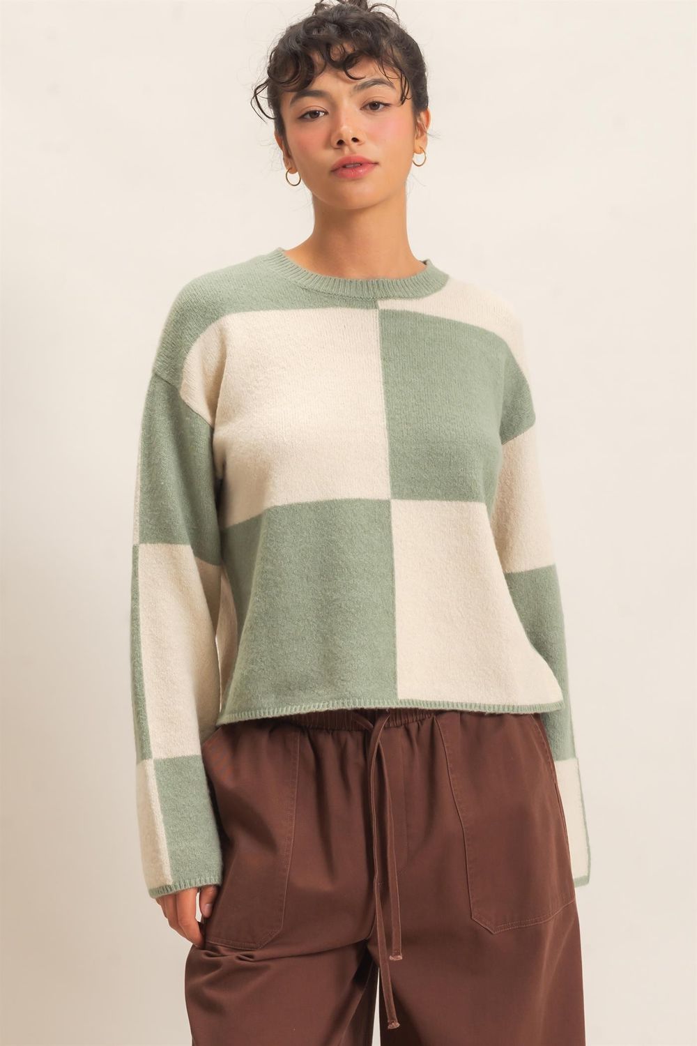 CH The Check Sweater-Sage Green