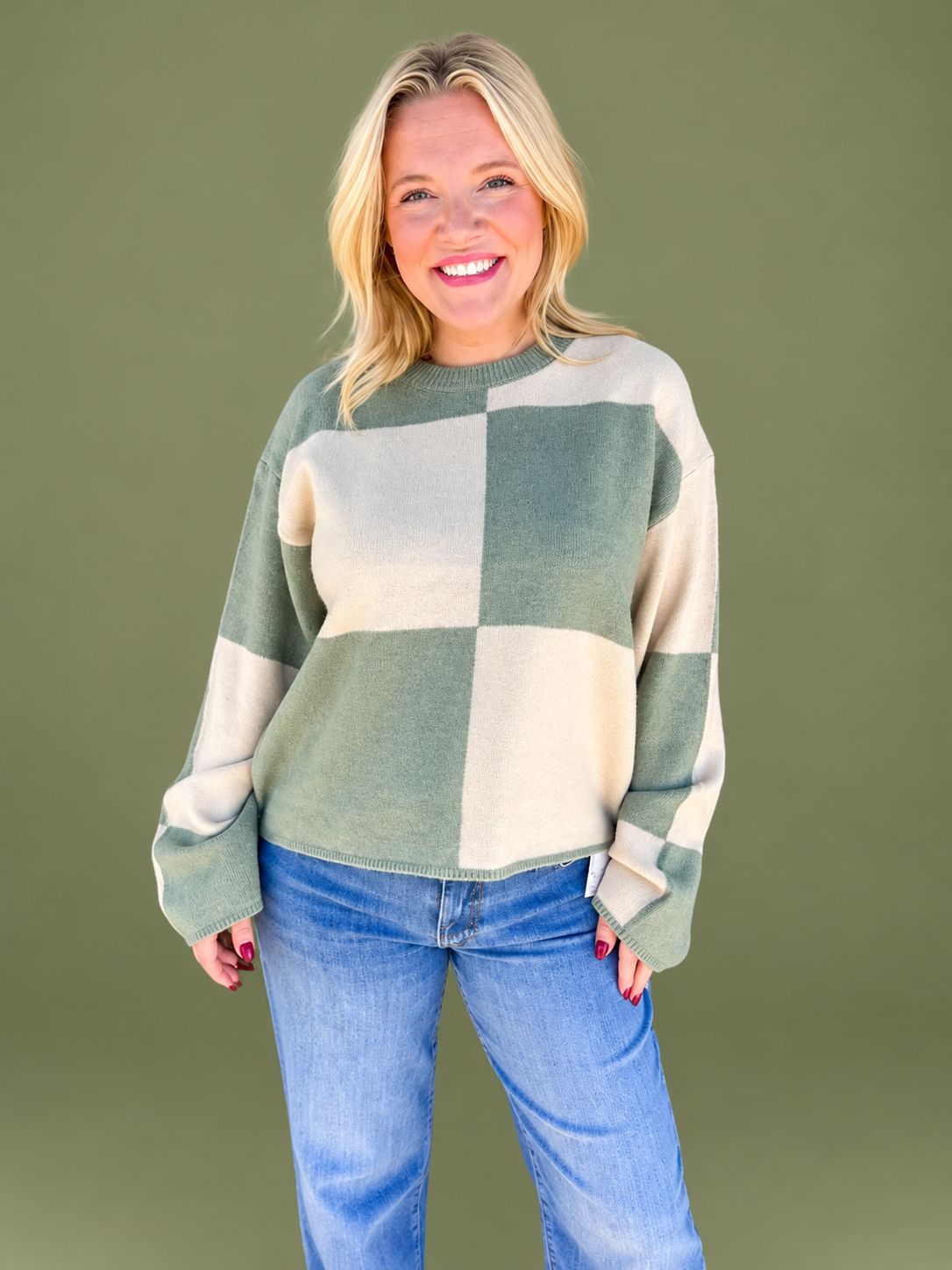 CH The Check Sweater-Sage Green