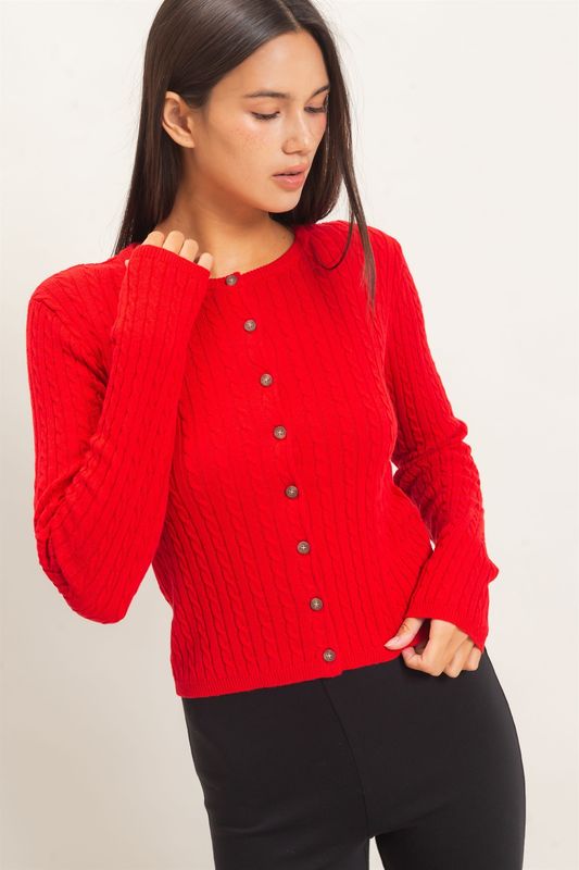 CH Season Cable Cardi-Red