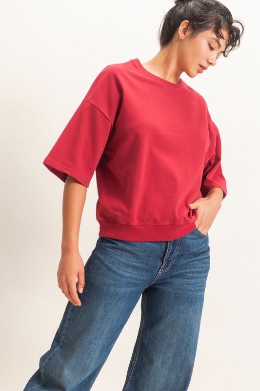 CH Got to Laugh Top-Dark Red