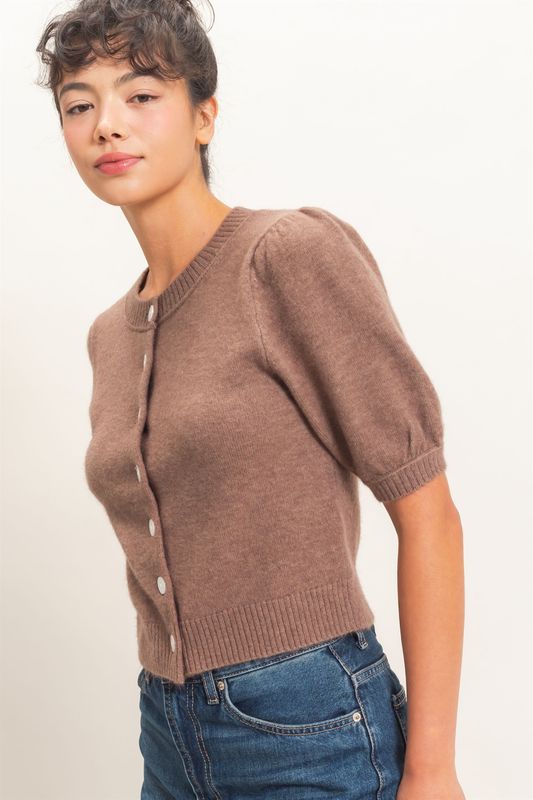 CH Cocoa Cozy Puff Sleeve Top