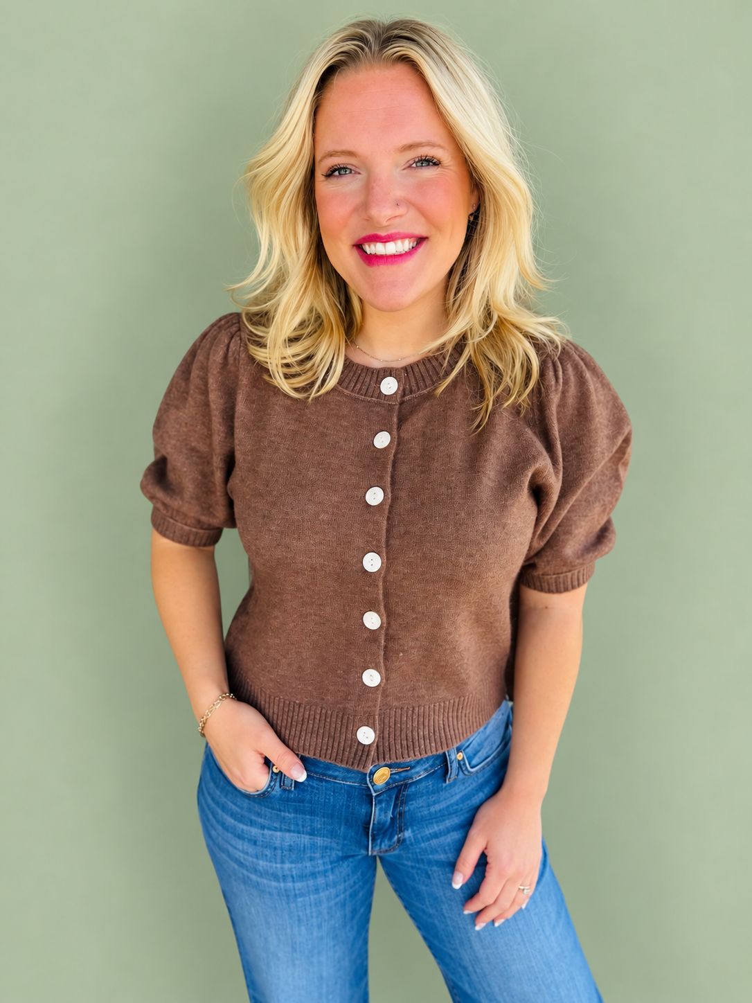 CH Cocoa Cozy Puff Sleeve Top