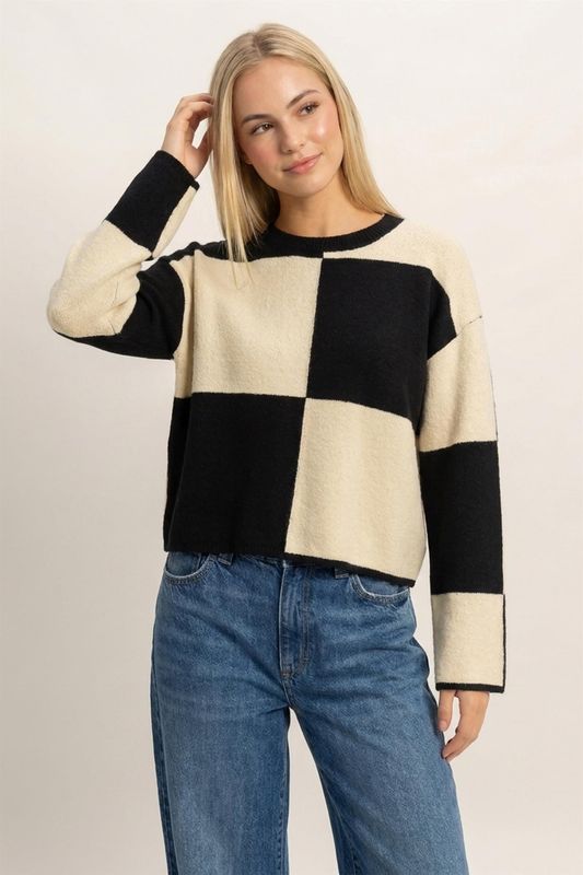 CH The Check Sweater-Black