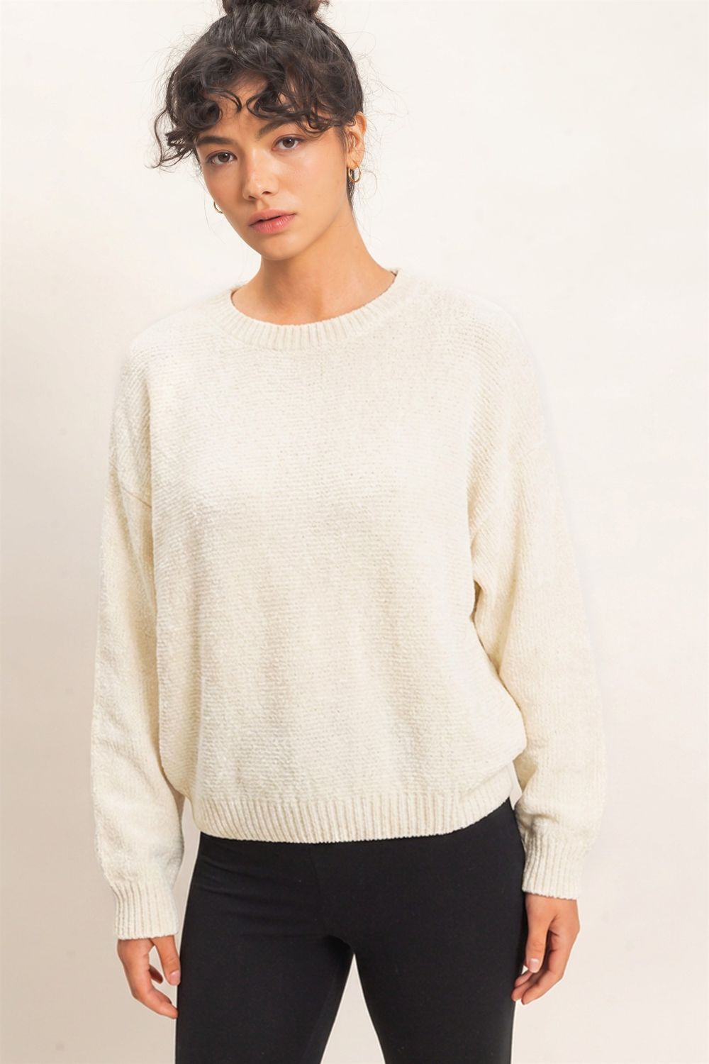 CH Ridge Chenille Sweater-Cream