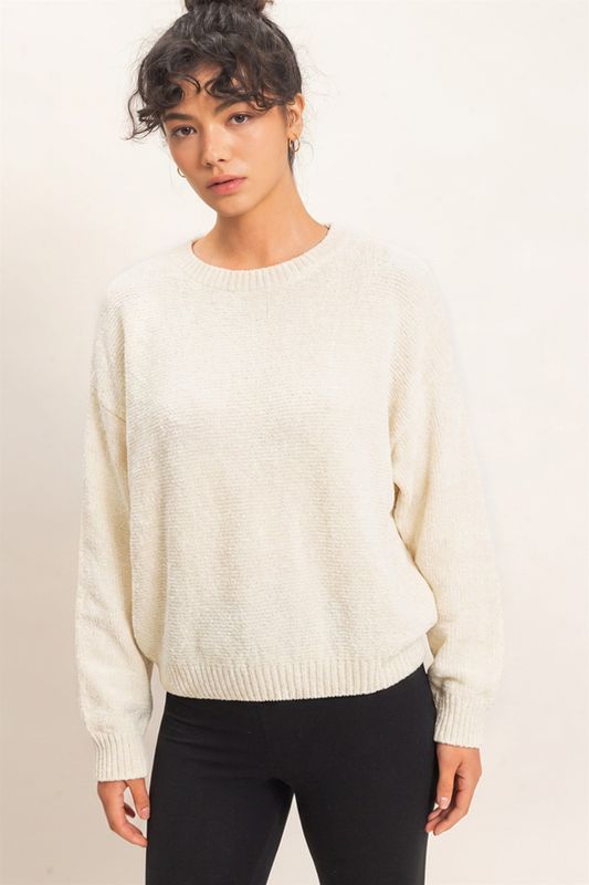 CH Ridge Chenille Sweater-Cream
