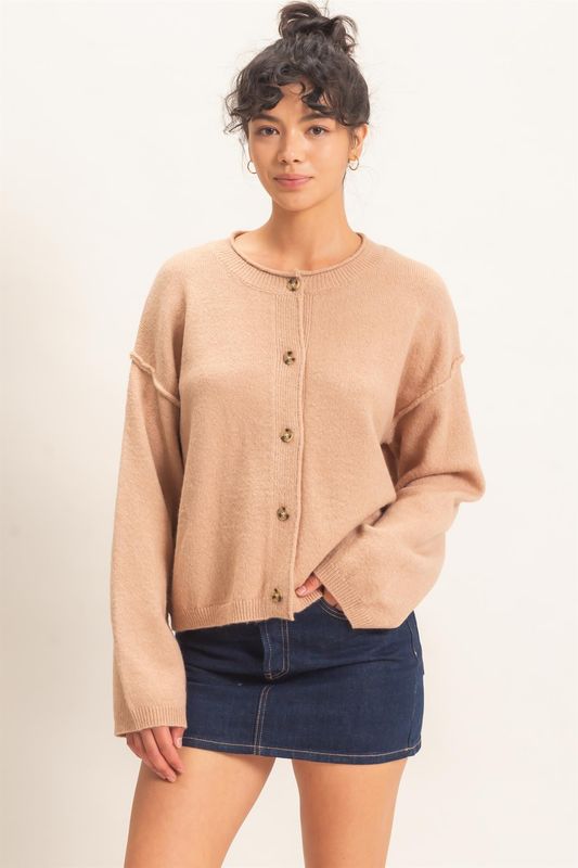 CH Perfect Mornings Cardi-Dark Taupe