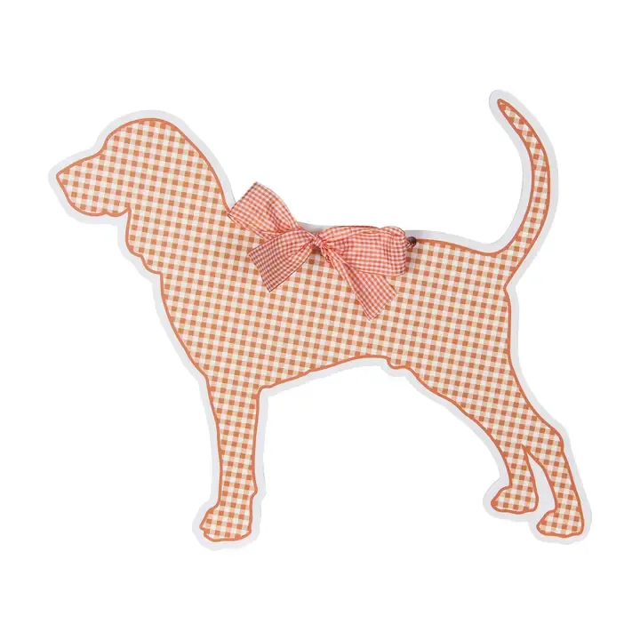 VG Gingham Bluetick Coonhound Doorhanger