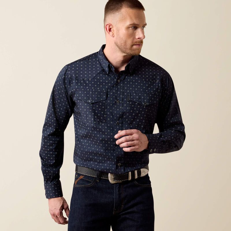 Everything Classic Snap Shirt-Night Sky Geo